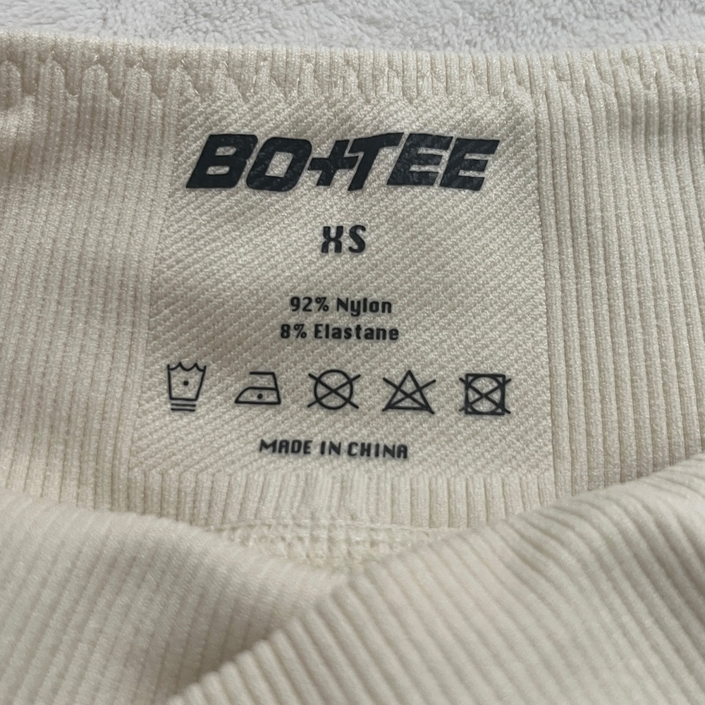 Bo+Tee Cream Ribbed Sports Bra and Shorts Set - Picture 11 of 11